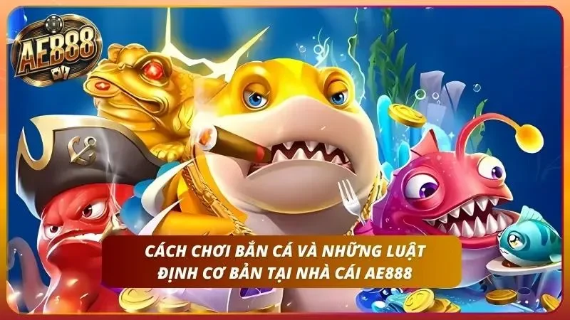 Bắn cá AE888 với cá mập, cá đèn lồng và đồng xu dưới nước.