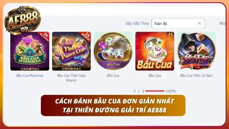 Danh sách các phiên bản Bầu Cua trong sảnh trò chơi.
